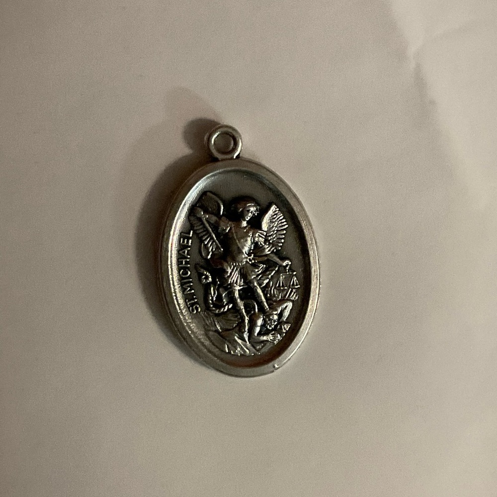 Saint Michael Oval Silver Pendant